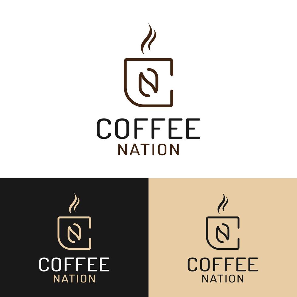 brief eerste cn cn nc voor koffie bedrijfslogo ontwerpsjabloon vector