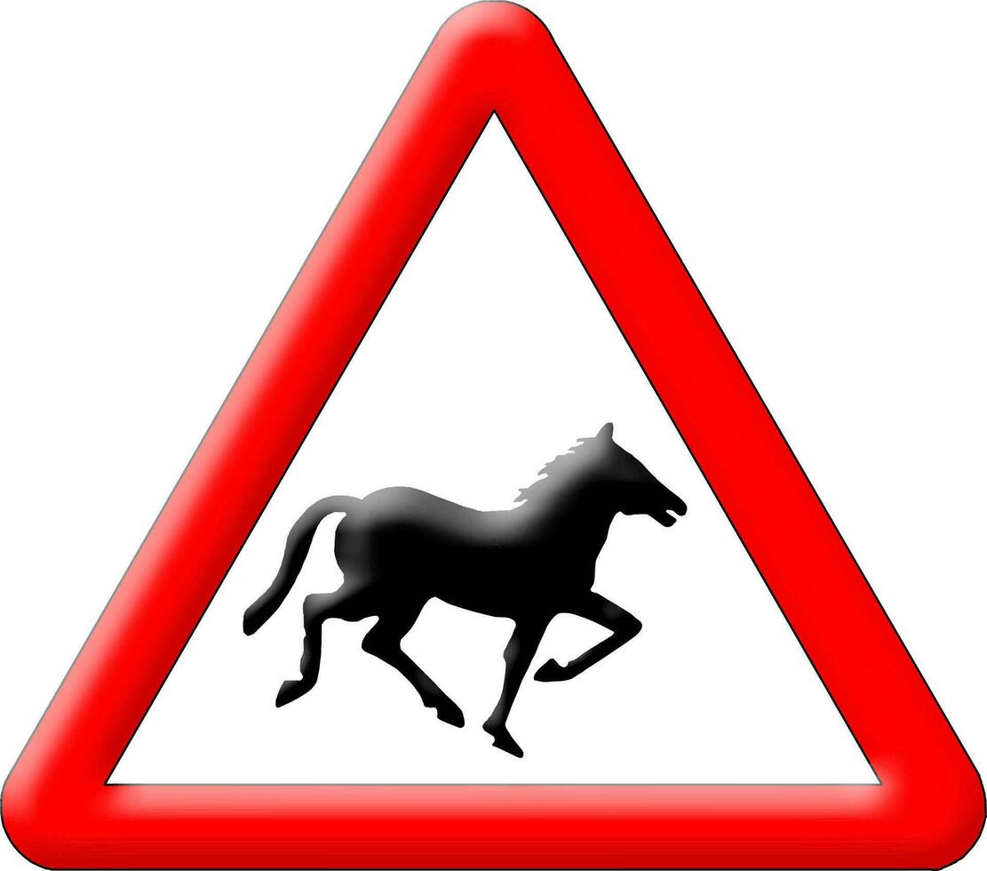 paard kruispunt verkeer teken vector illustratie