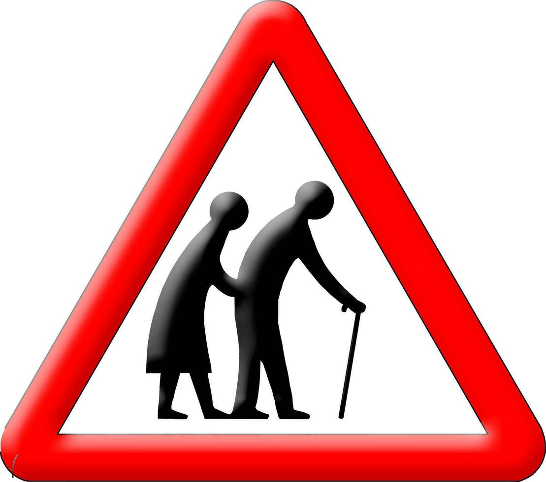 oud mensen kruispunt verkeer teken vector illustratie