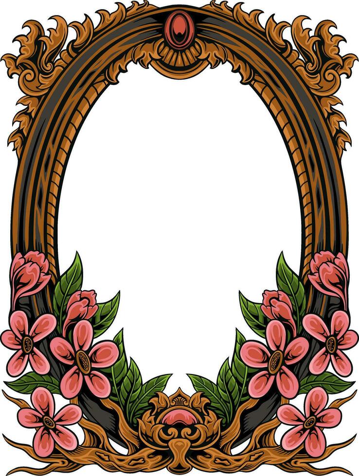 bloemen kader met ornament gesneden vector