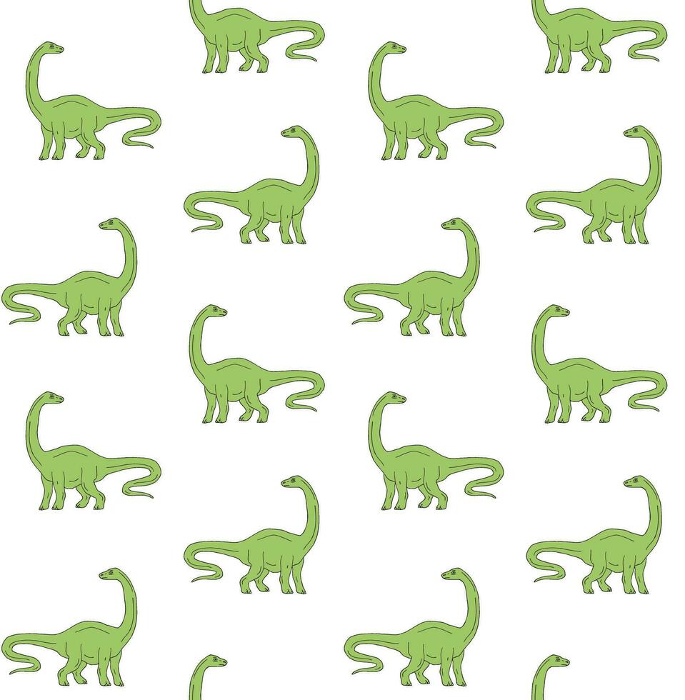 naadloos patroon van groen diplodocus dinosaurus vector