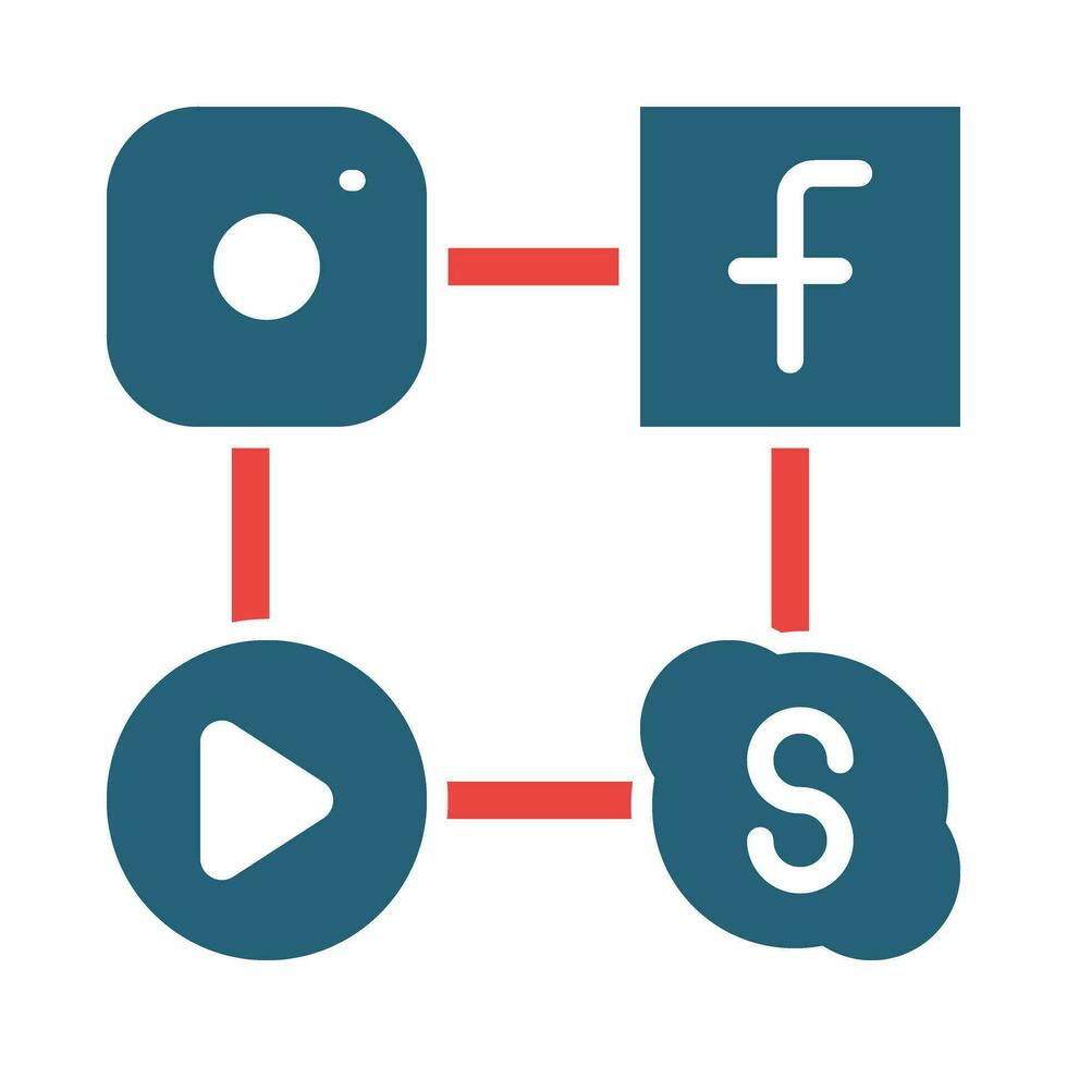 sociaal netwerken glyph twee kleur icoon ontwerp vector
