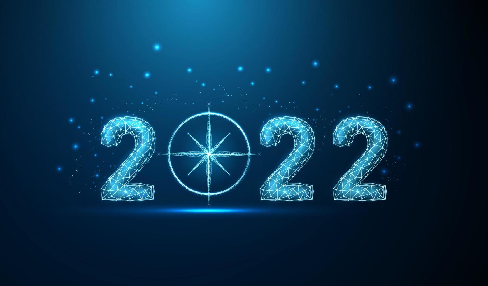 abstracte gelukkig 2022 nieuwjaarswenskaart met kompas vector