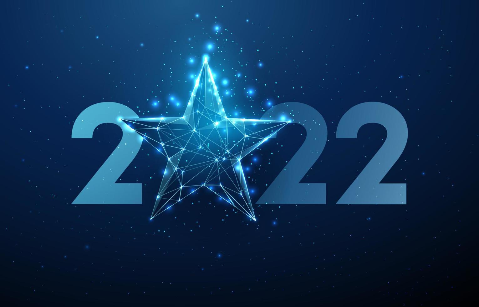 abstracte gelukkig 2022 nieuwjaarswenskaart met blauwe ster vector