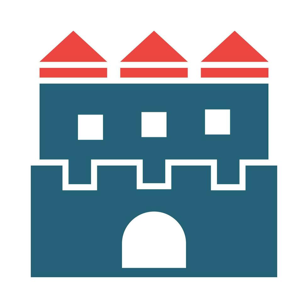 zand kasteel glyph twee kleur icoon ontwerp vector