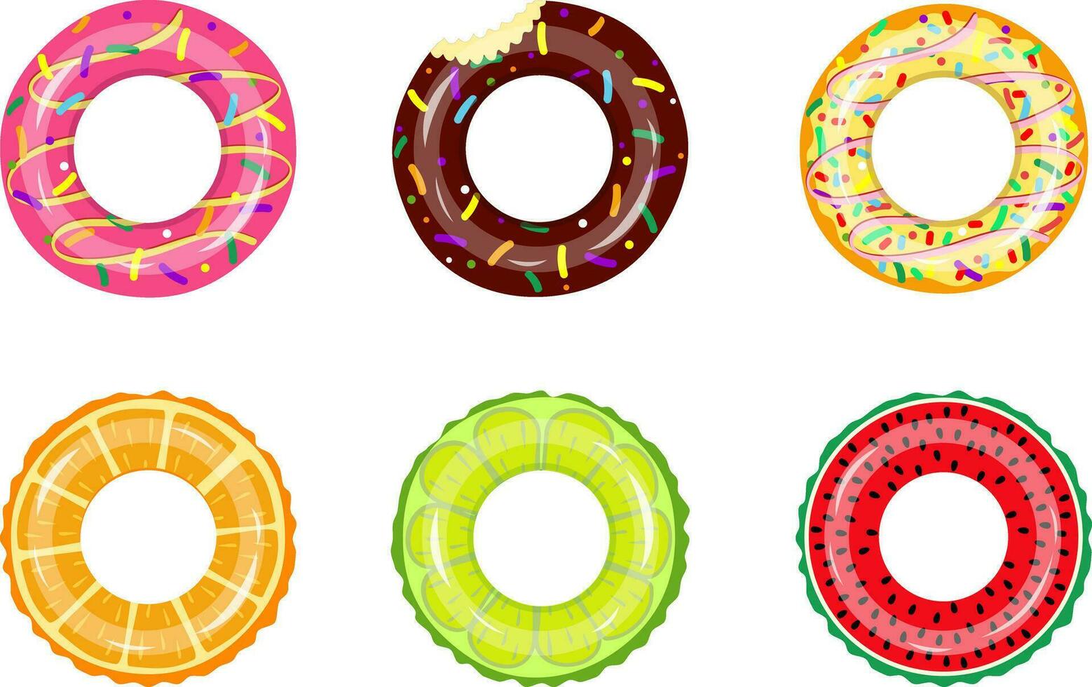 kleurrijk rubber zwemmen ringen reeks voor water drijvend. zwemmen cirkel redder in nood verzameling voor kind veilig. rubber ringen vector