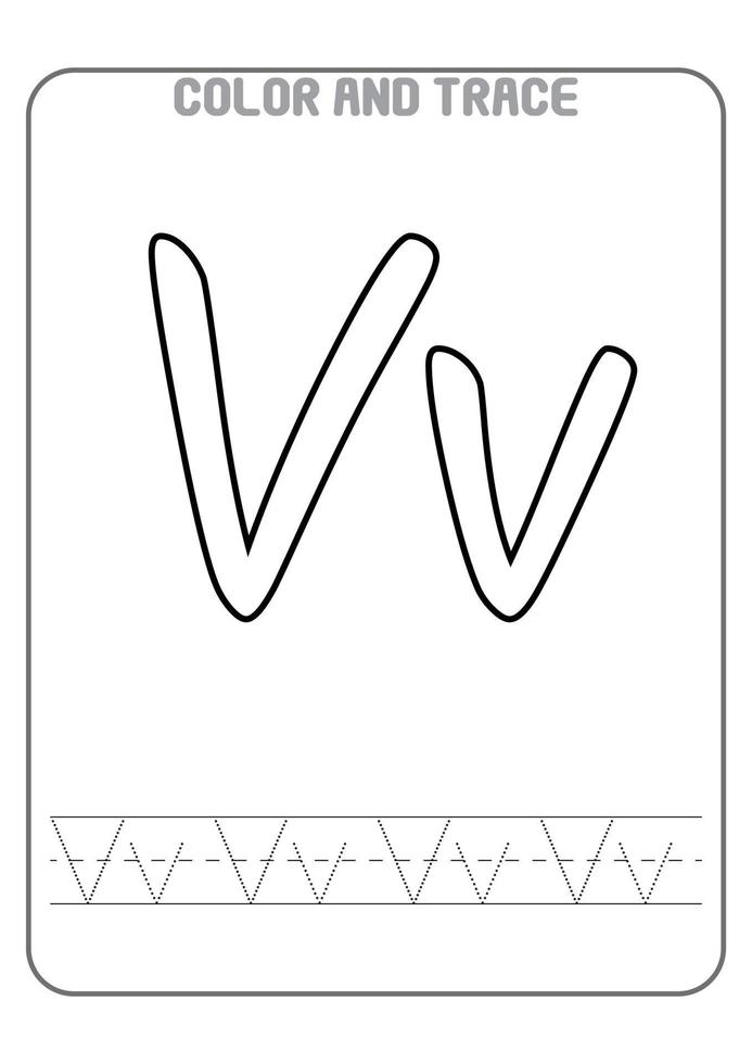 alfabet afdrukbare voorschoolse letters kleur- en traceeractiviteit vroeg leren vector