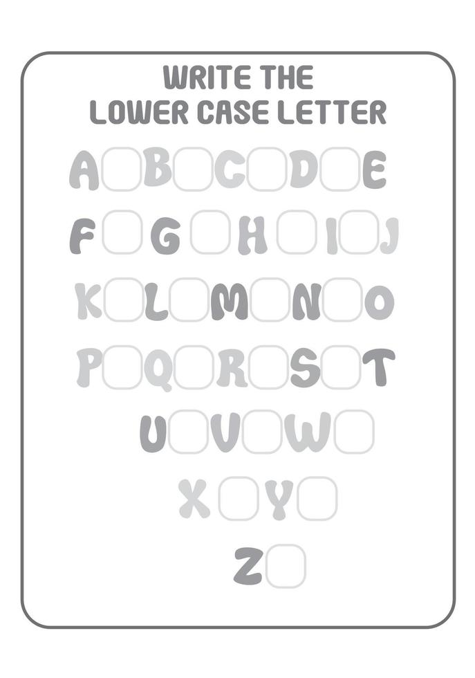alfabet afdrukbare voorschoolse letters kleur- en traceeractiviteit vroeg leren vector
