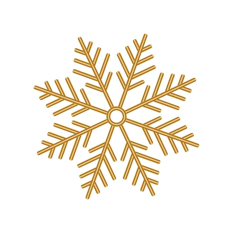 vector gouden sneeuwvlok 3d realistisch Kerstmis decoratie geïsoleerd Aan wit achtergrond