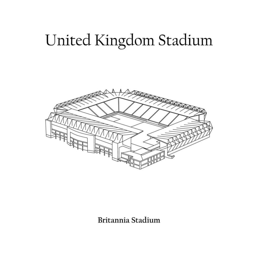 grafisch ontwerp van de brittannia stadion, stoken Aan trente stad, stoken stad huis team. Verenigde koninkrijk Internationale Amerikaans voetbal stadion. premier liga vector