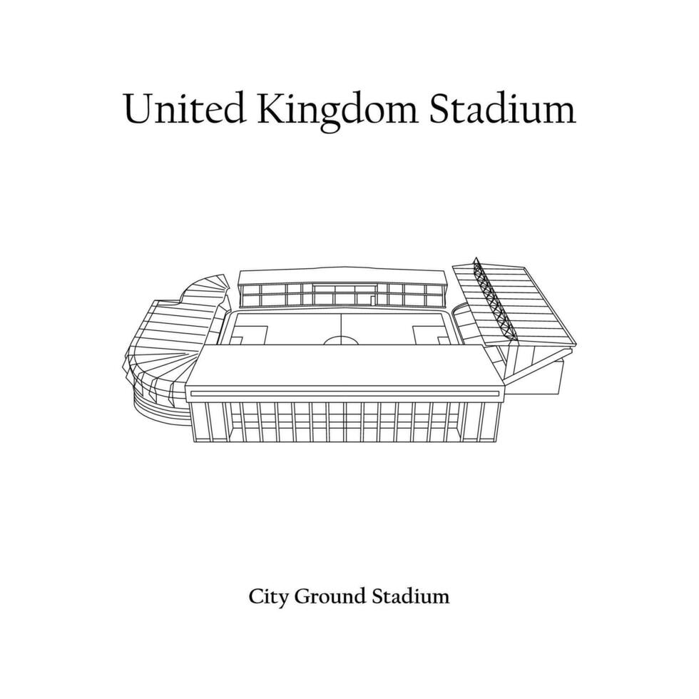 grafisch ontwerp van de stad grond stadion, nottingham stad, nottingham Woud huis team. Verenigde koninkrijk Internationale Amerikaans voetbal stadion. premier liga vector