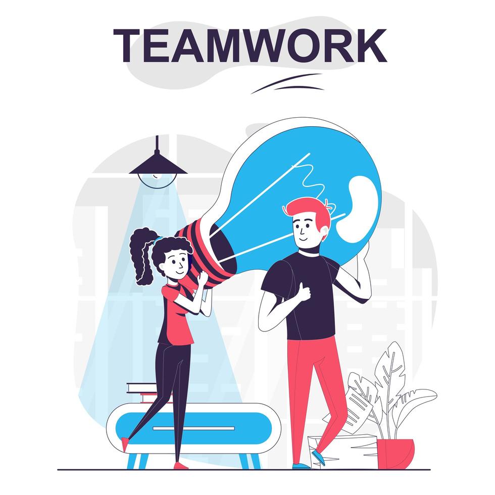 teamwerk geïsoleerd cartoon concept. vector