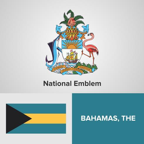 Bahama&#39;s nationale embleem, kaart en vlag vector