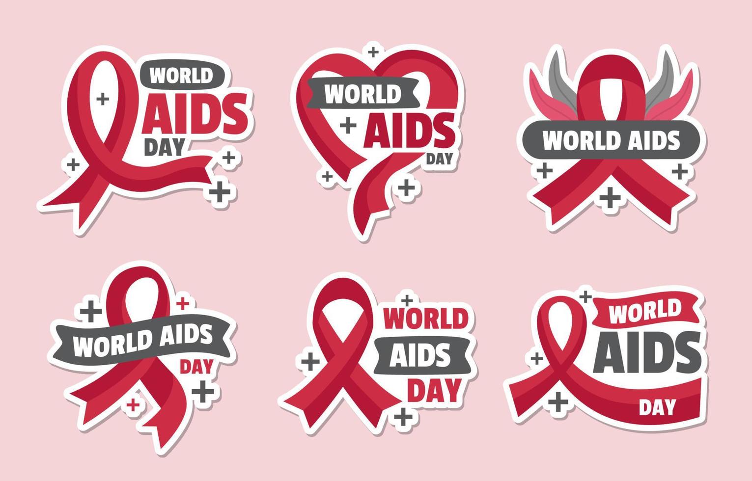 stickerset wereld aids dag vector