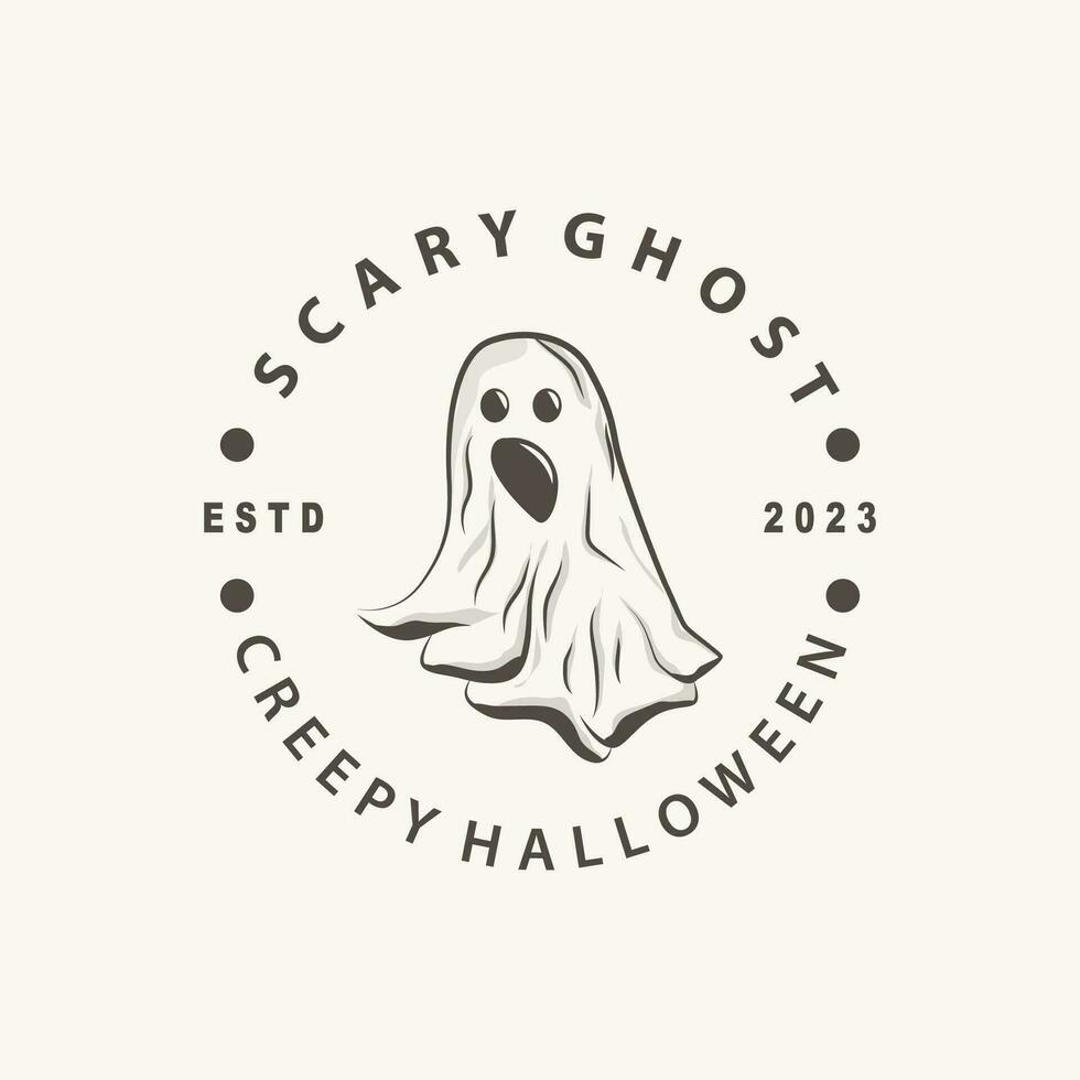 spookachtig vlieg geest logo gemakkelijk minimalistische wijnoogst eng halloween ontwerp vector