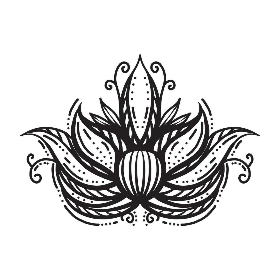 mehndi lotus bloem patroon voor henna- tekening en tatoeëren vector