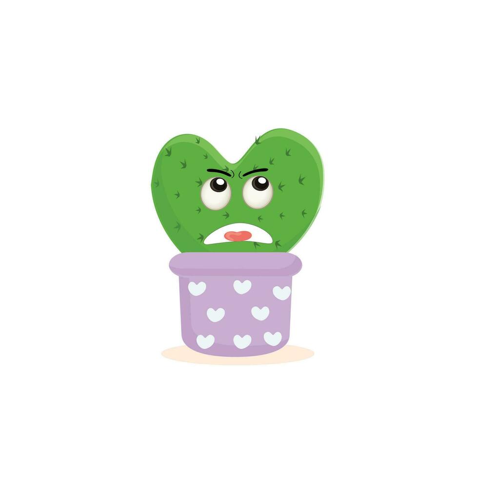 tekenfilm schattig cactus mascotte, ingemaakt cactus tekens set, grappig cactussen in bloem pot met verschillend emoties vector illustraties Aan een wit achtergrond