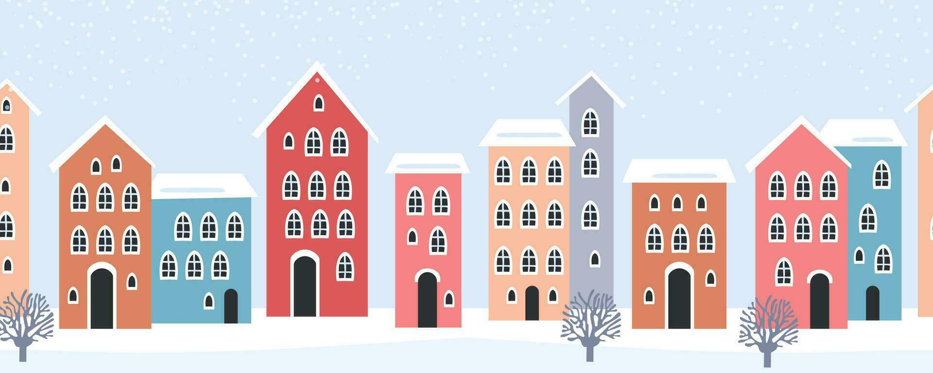 naadloos patroon winter landschap, Kerstmis nieuw jaar vector