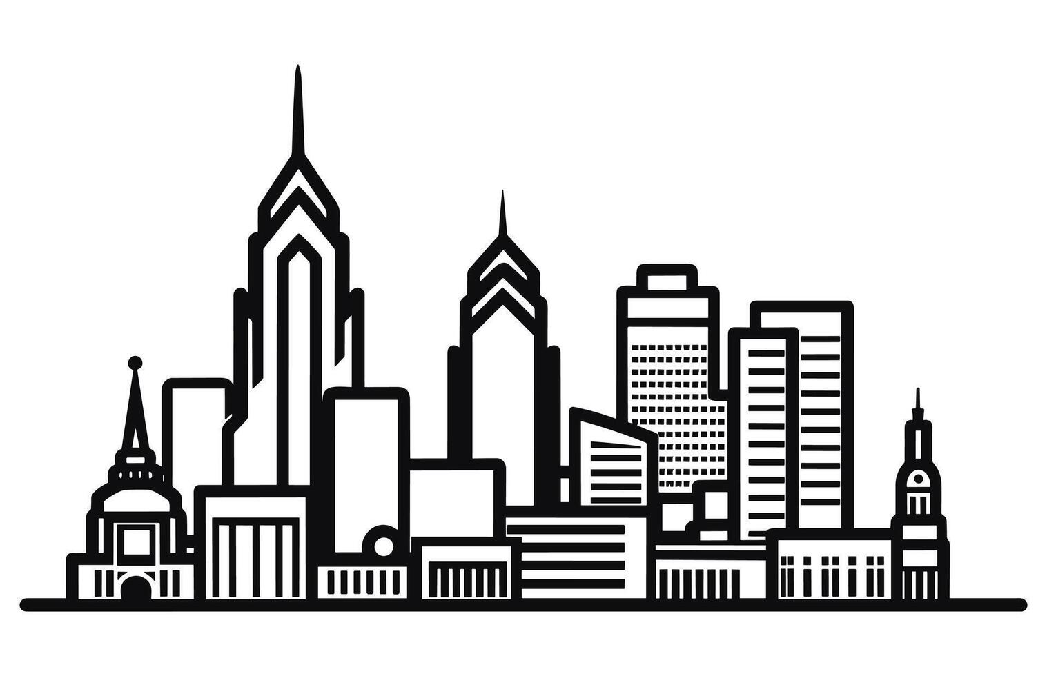 Philadelphia minimaal stijl stad schets horizon met typografisch. vector stadsgezicht met beroemd oriëntatiepunten.