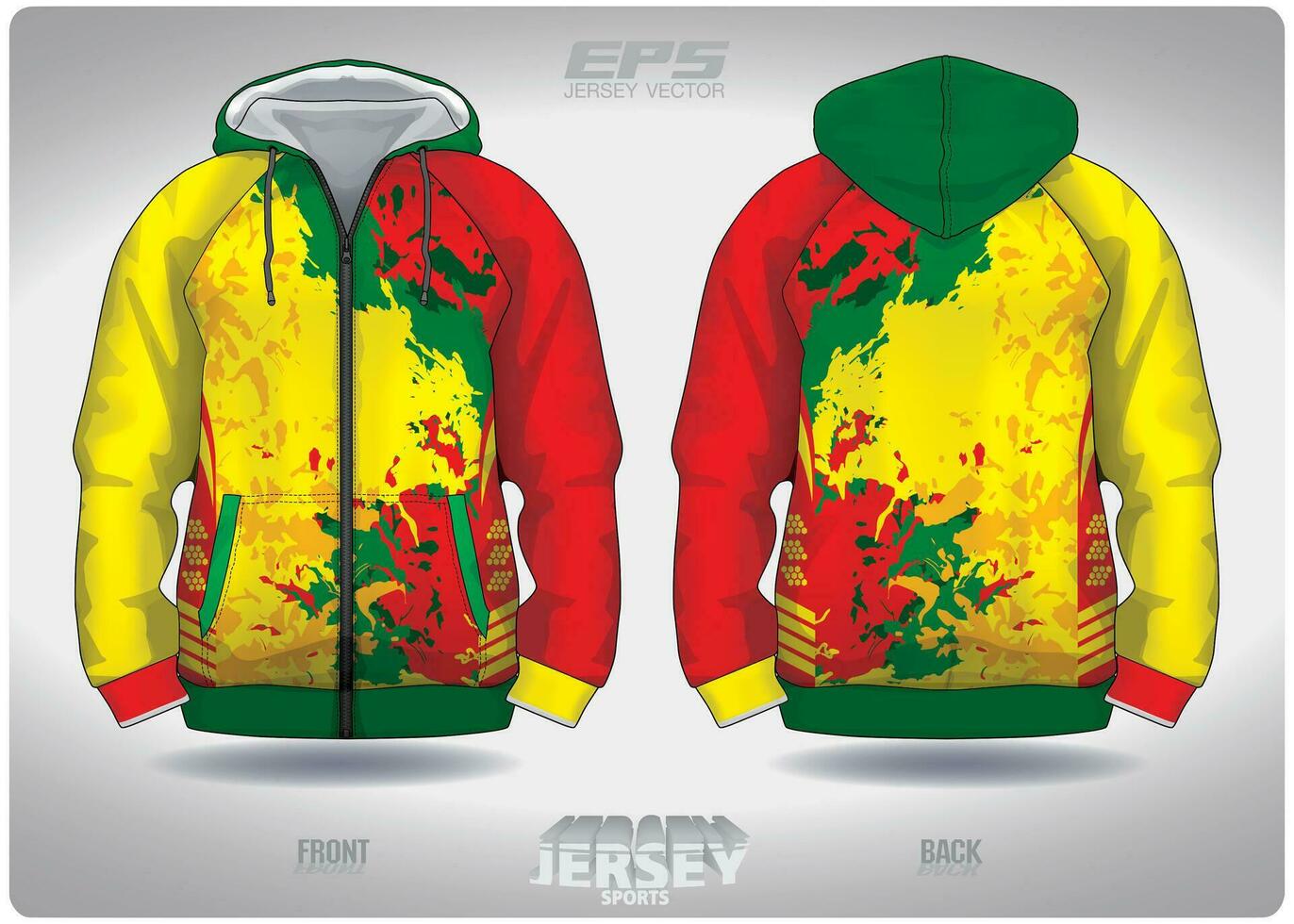 eps Jersey sport- overhemd vector.geel rood groen strepen eilanden patroon ontwerp, illustratie, textiel achtergrond voor sport- lang mouw capuchon vector