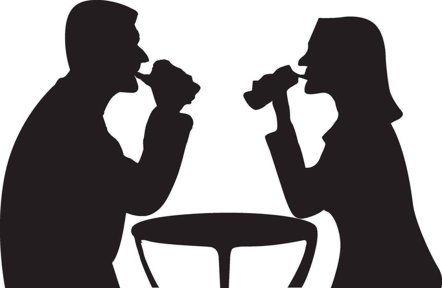 een Mens en een vrouw zijn drinken silhouet vector. silhouet van een paar drinken vector. vector