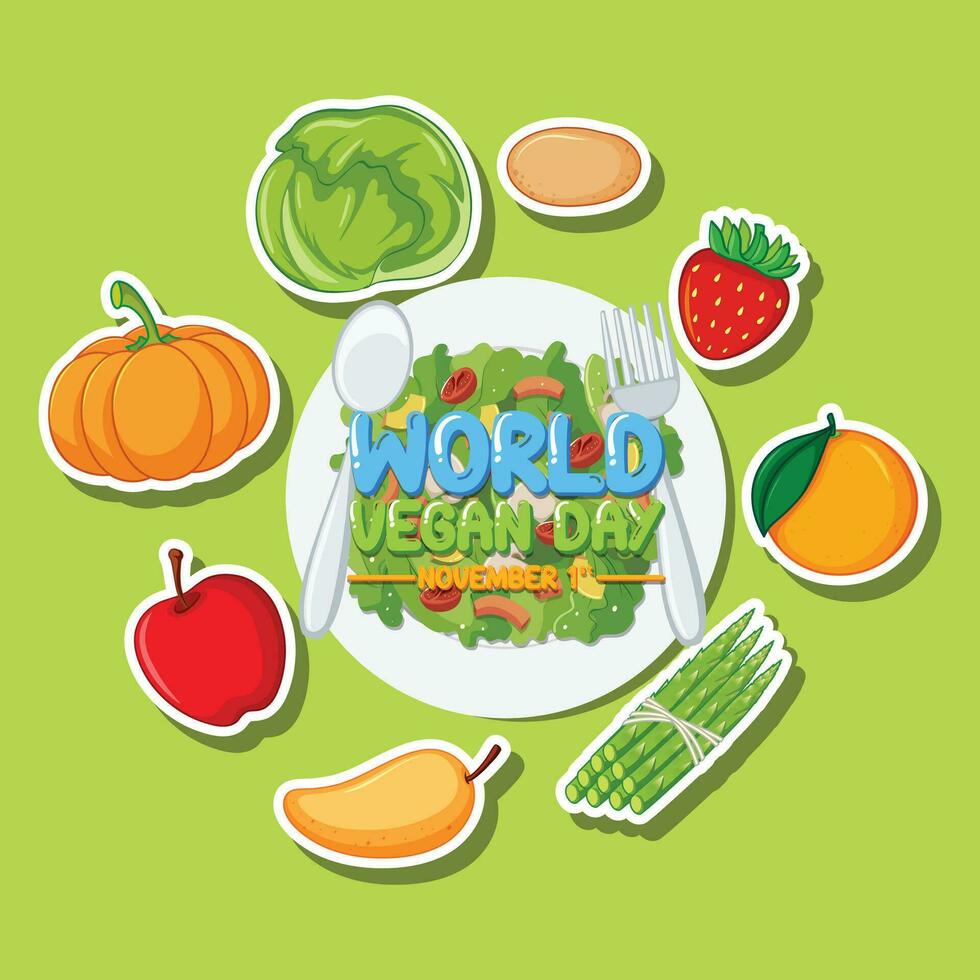 wereld veganistisch dag vector illustratie.