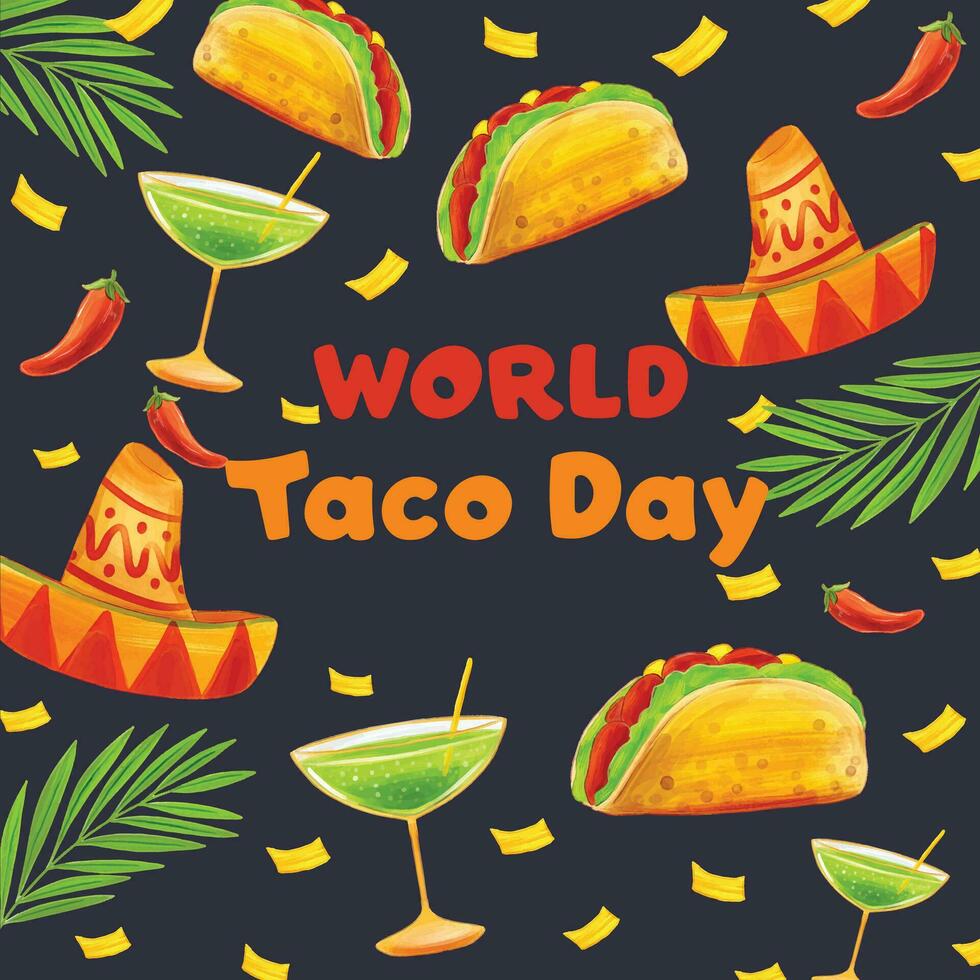 nationaal taco dag. voedsel dag. illustrator. vector