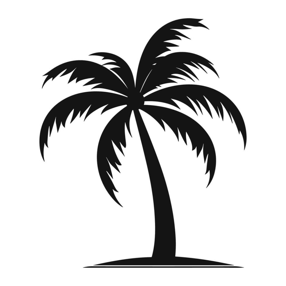 een kokosnoot boom silhouet vector geïsoleerd Aan wit achtergrond