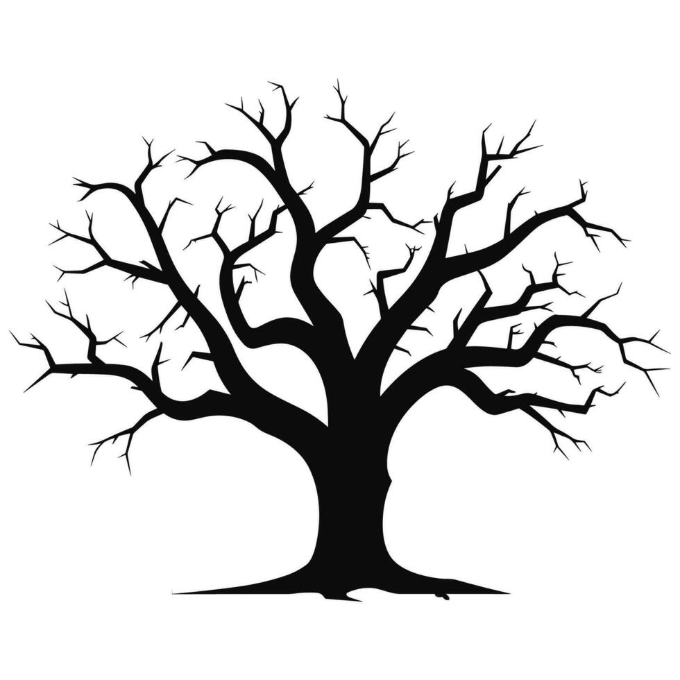 eng dood boom zwart silhouet geïsoleerd Aan een wit achtergrond vector