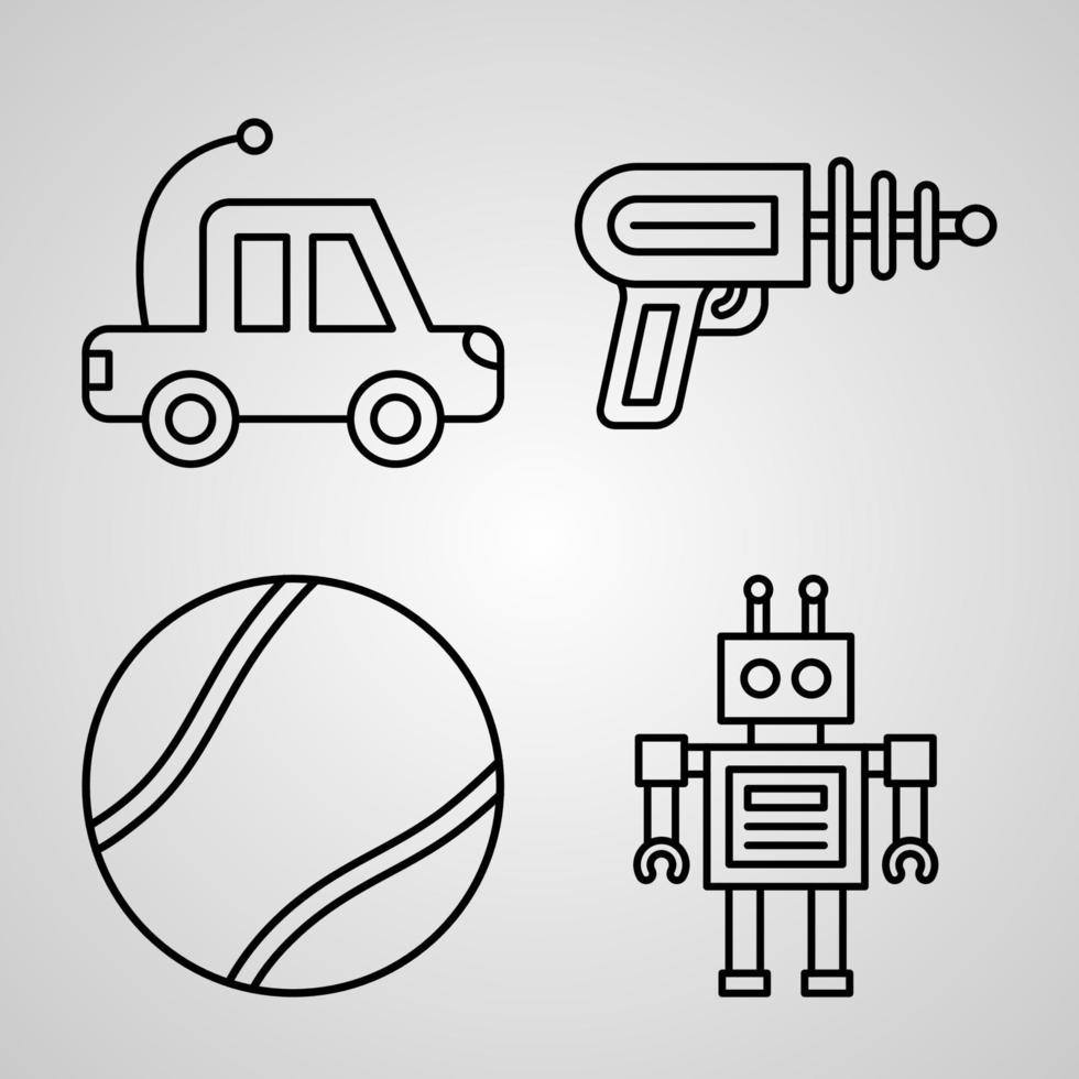 eenvoudige pictogrammenset van speelgoedwinkelgerelateerde lijnpictogrammen vector