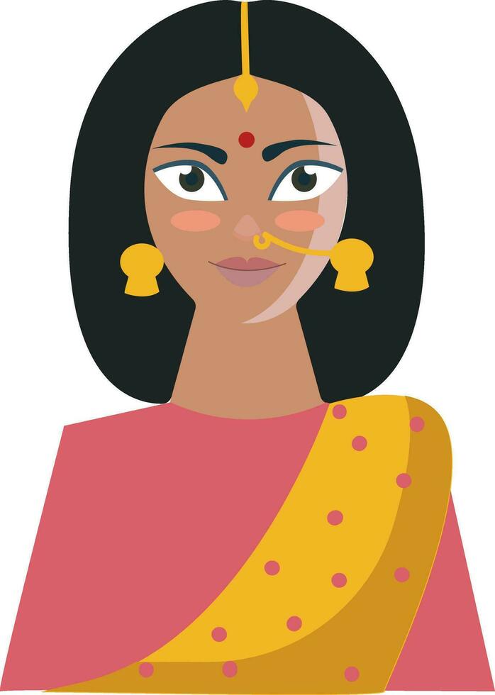 de traditioneel en mooi Indisch vrouw vector of kleur illustratie