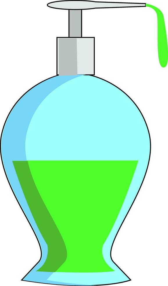 een blauw gekleurd dispenser pomp fles vector of kleur illustratie