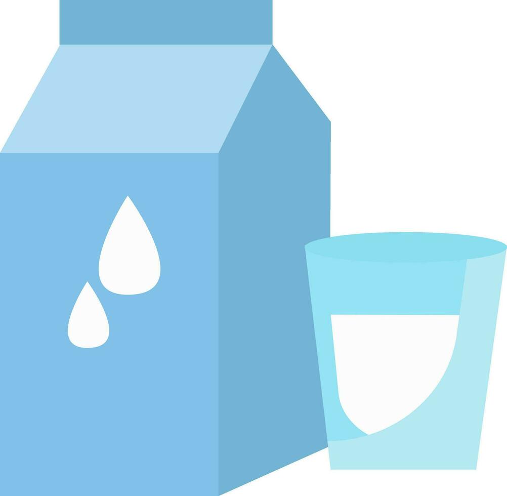 blauw gekleurd tekenfilm melk pak en een glas kop vector of kleur illustratie