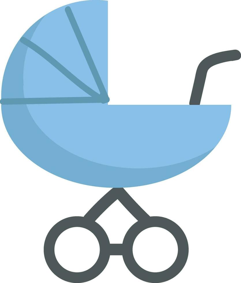 een blauw gekleurd speelgoed- kinderwagen vector of kleur illustratie