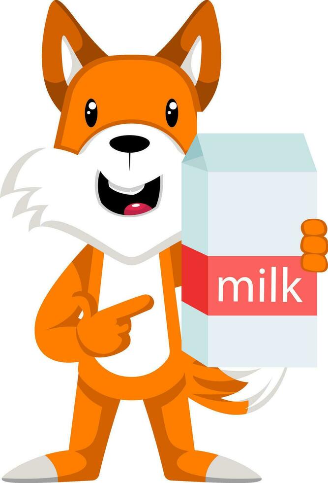 vos met melk, illustratie, vector Aan wit achtergrond.