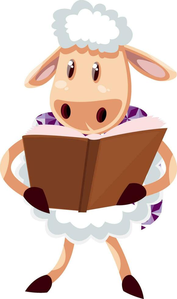 schapen lezing boek, illustratie, vector Aan wit achtergrond.