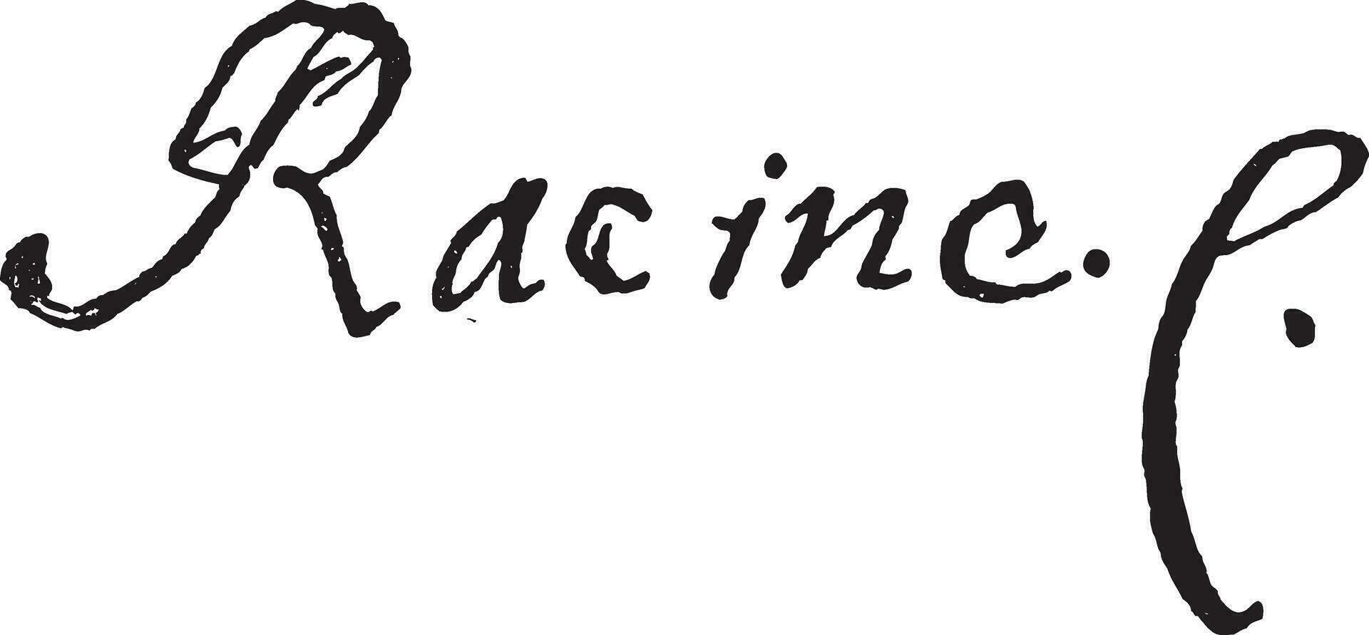 handtekening van jean racine 1639-1699, wijnoogst gravure. vector