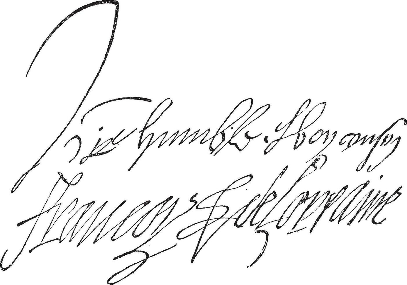 handtekening van francois de Lotharingen, hertog van vermomming 1519-1562, wijnoogst gravure. vector