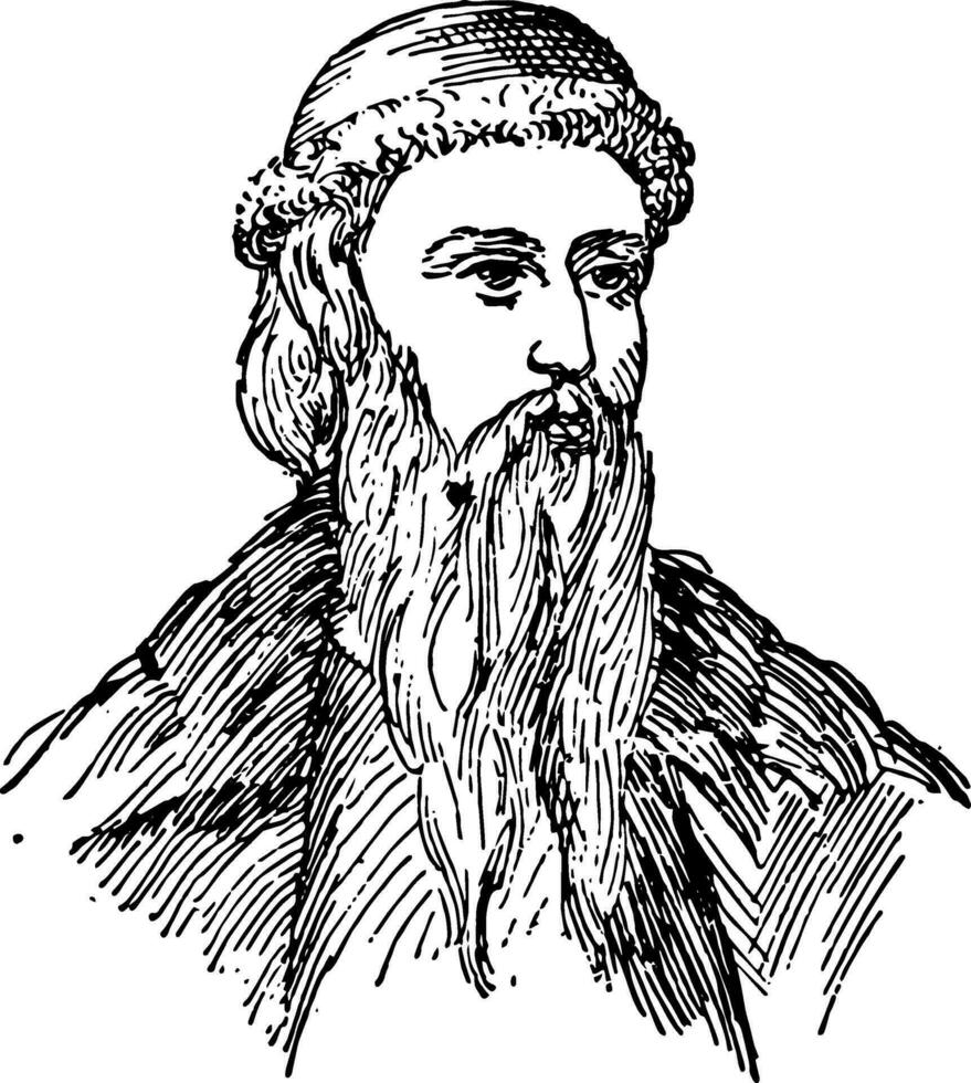 Johannes Gutenberg, wijnoogst illustratie vector