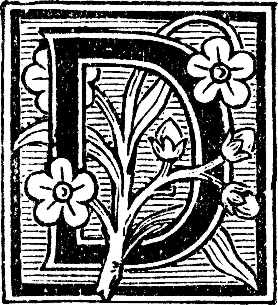 bloemen decoratief d, wijnoogst illustratie vector