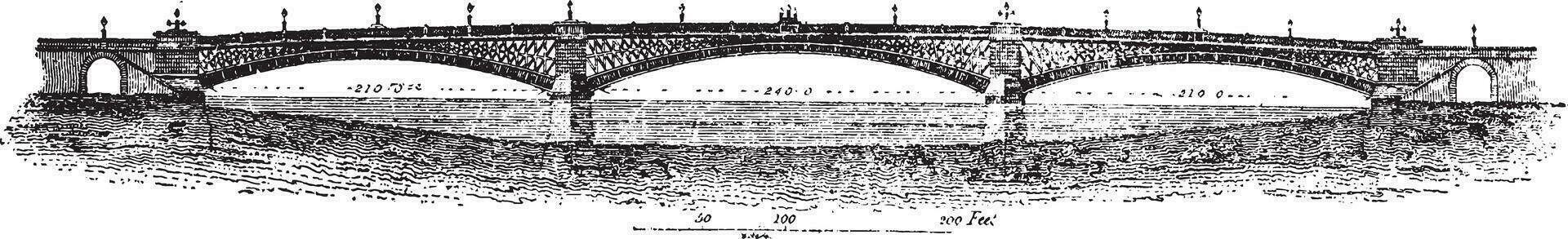 Southwark brug, wijnoogst illustratie. vector