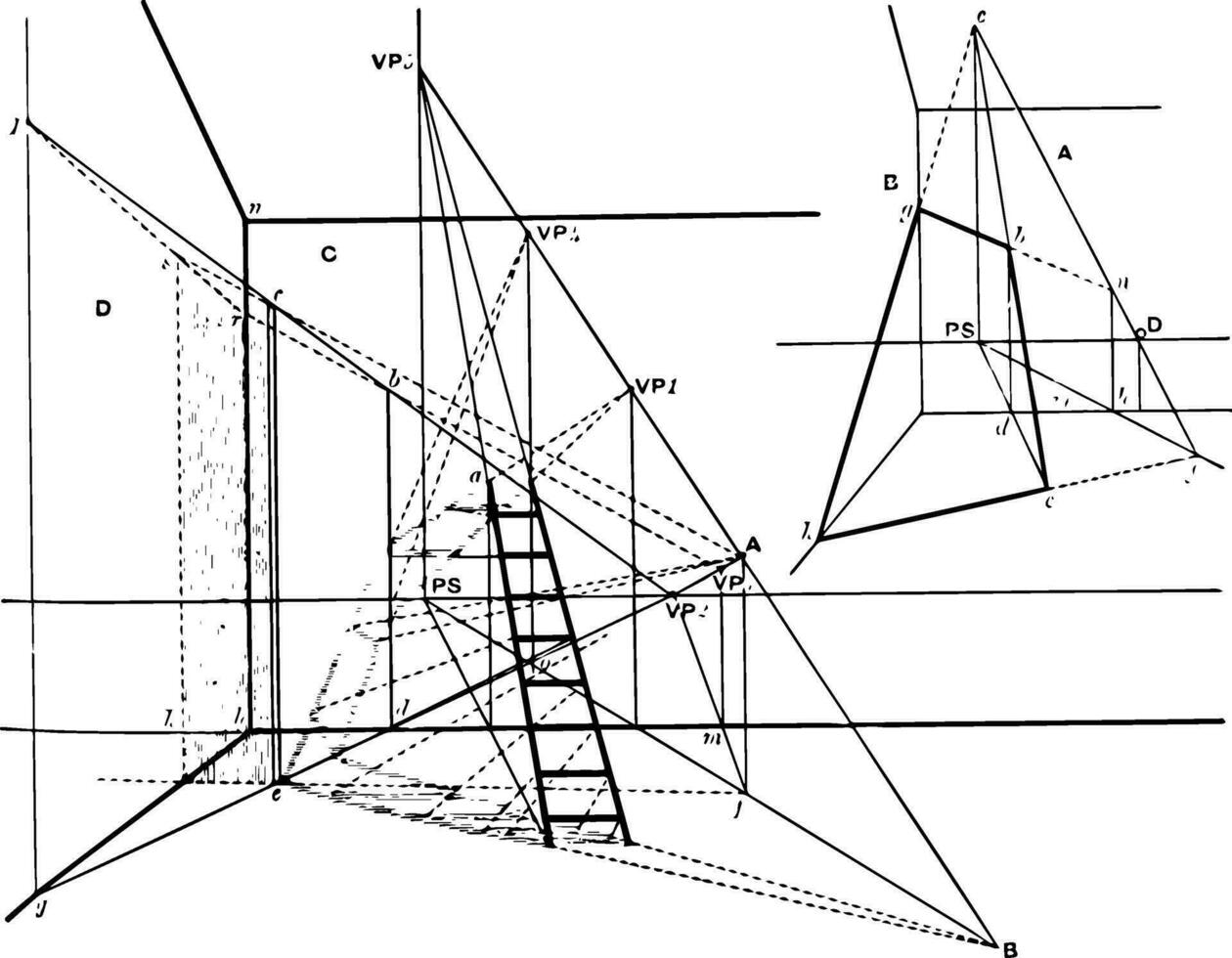 schaduw van een ladder wijnoogst illustratie. vector