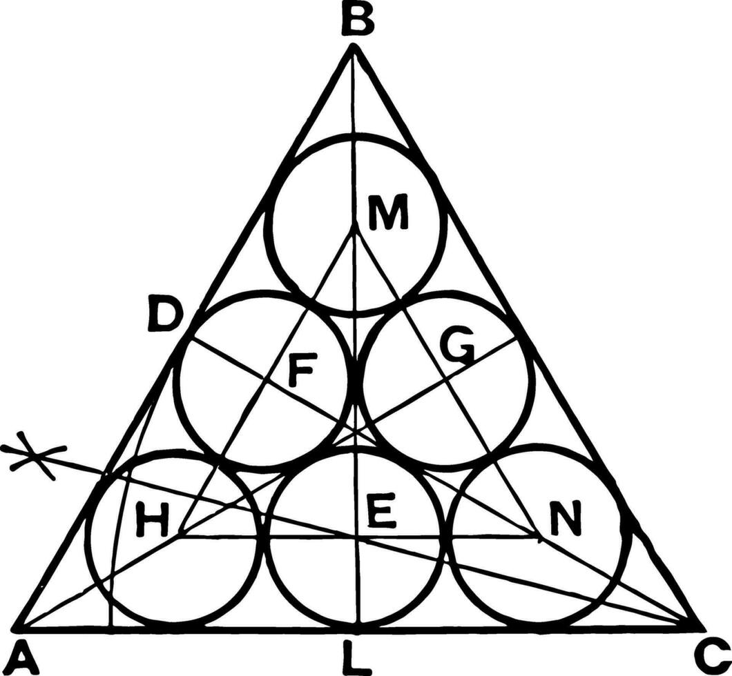 cirkel driehoek raaklijnen wijnoogst illustratie. vector