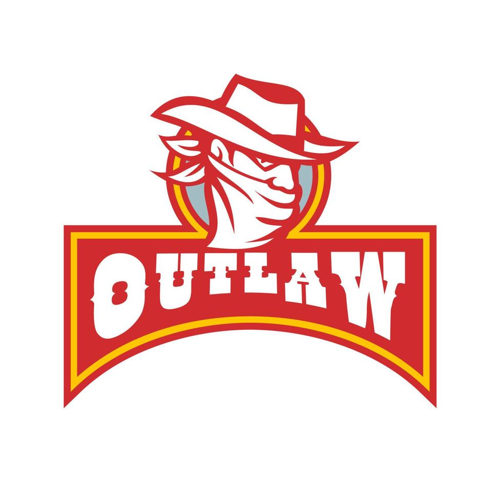 outlaw cowboy met gezichtsmasker mascotte vector