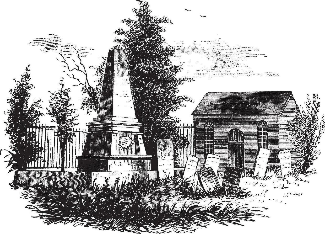 paulding's monument en st. peter's kerk, vintage illustratie vector