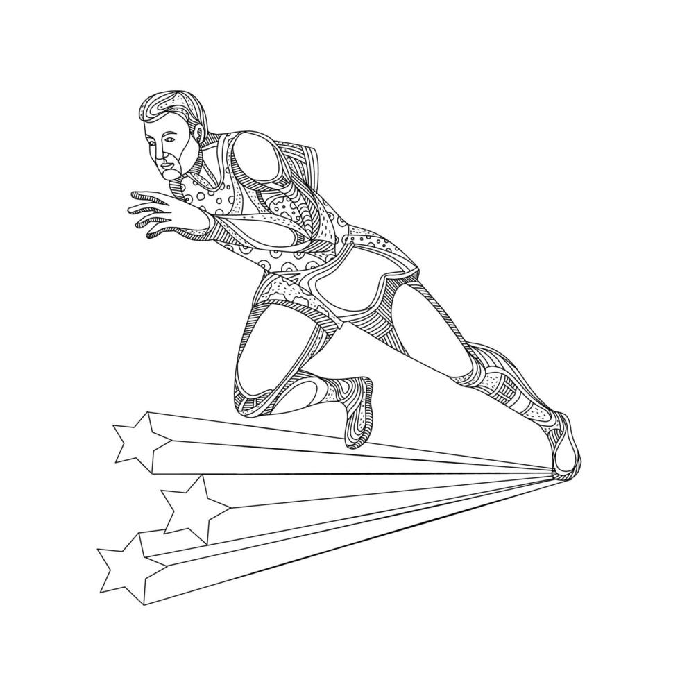 atletiek atleet met doodle kunst vector