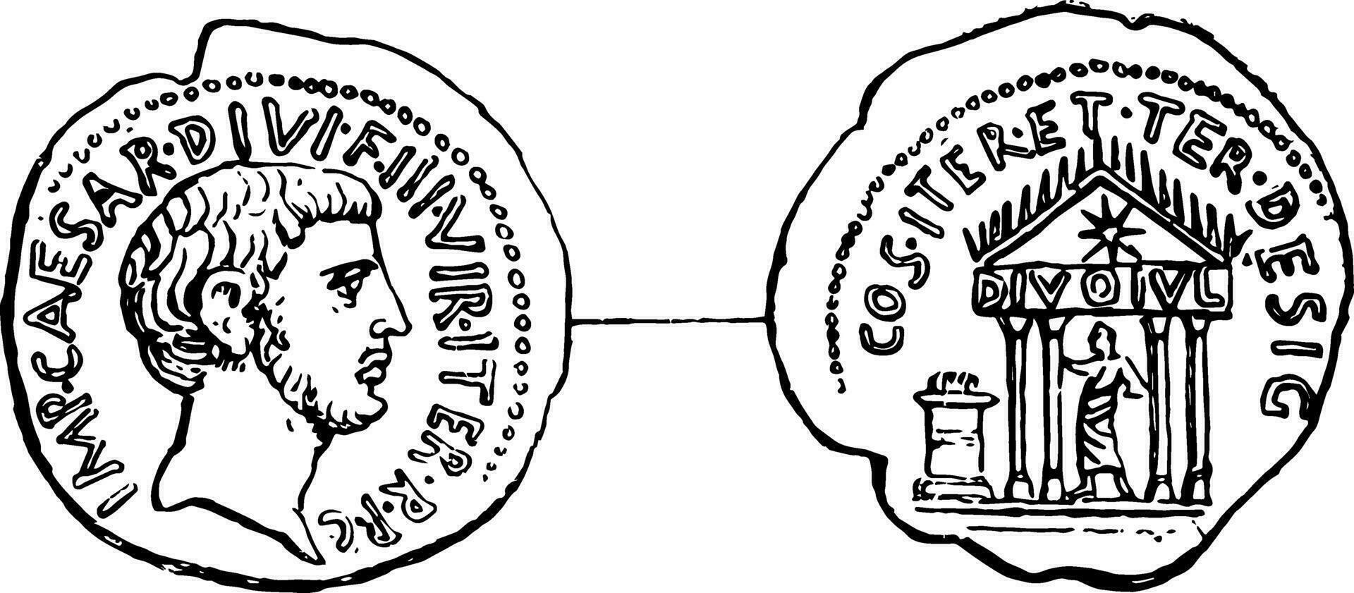 Caesar munt wijnoogst illustratie. vector