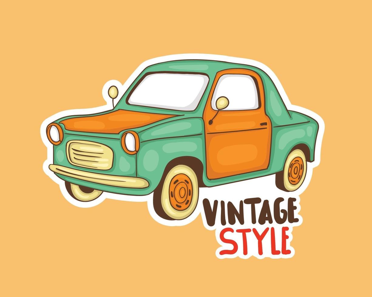 kleurrijke handgetekende klassieke autosticker vector