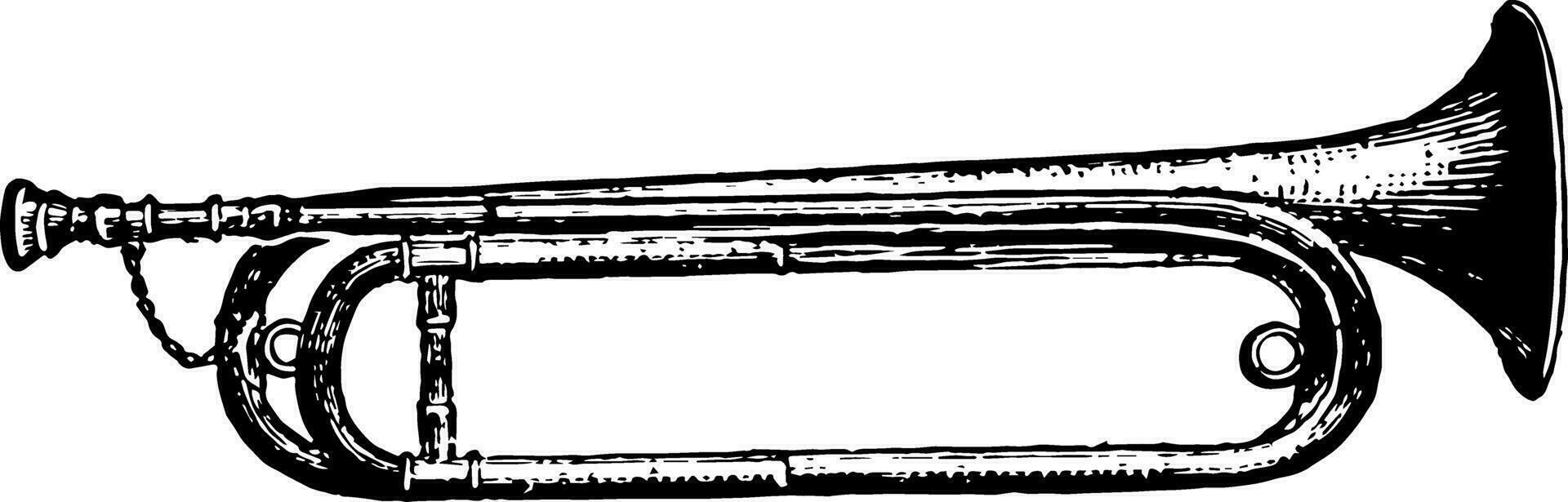 trompet, wijnoogst illustratie. vector