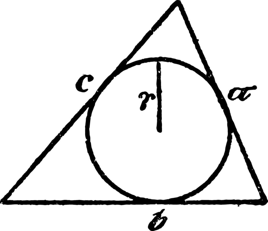 cirkel ingeschreven in een driehoek wijnoogst illustratie. vector